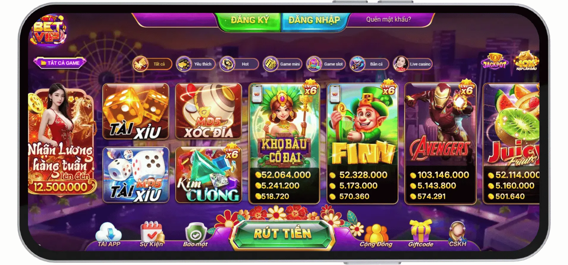 Giao diện Sảnh Betvip